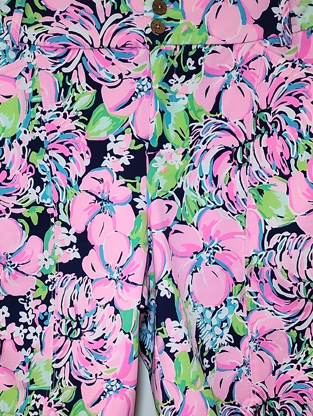 Lilly Pulitzer Luxletic Bettina UPF 50+ Navy Tall Order Bermuda Shorts Size 12 - Picture 10 of 16